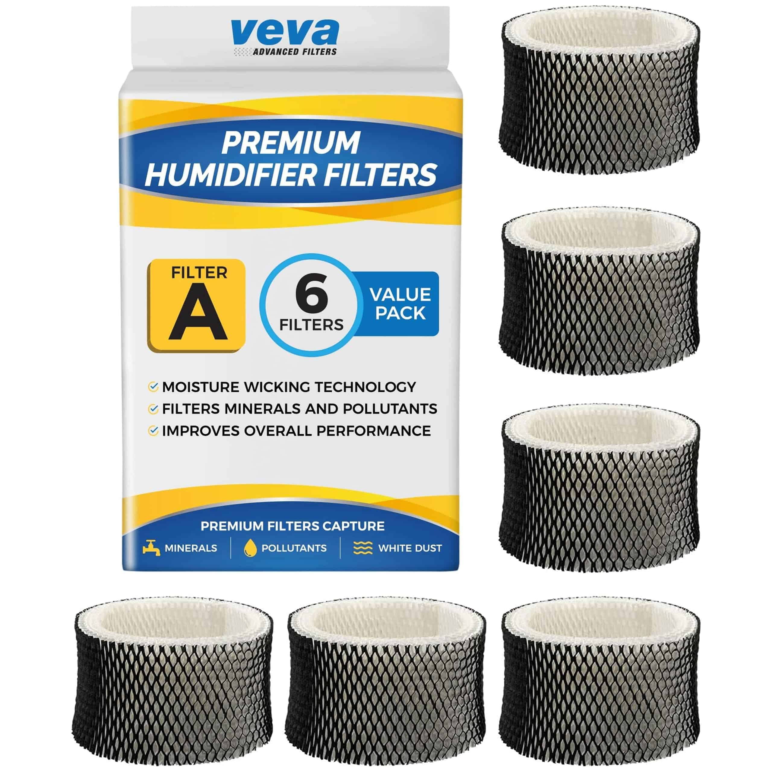 VEVA 6 Pack Filtros de Humidificador Premium de Repuesto
