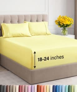 Juego de sábanas extra profundas - 4 piezas -Amarillo