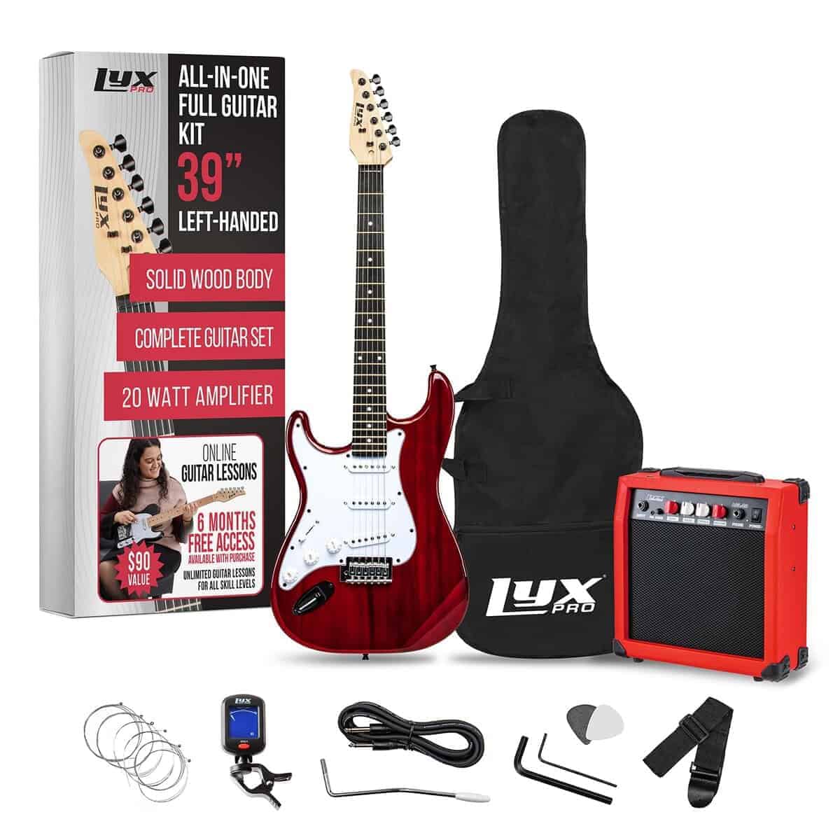 Guitarra Eléctrica para Zurdos LyxPro de 39 Pulgadas y Kit