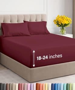 Juego de sábanas Extra Profundas Cal -Borgoña