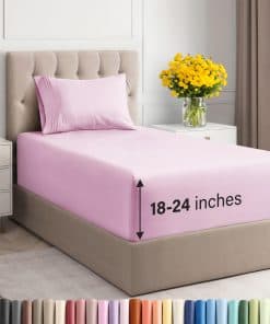 Juego de Sábanas Extra Profundas para Cama -Rosa Claro