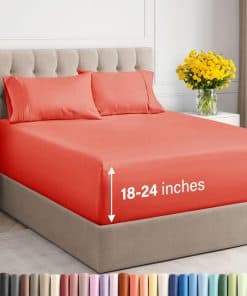 Juego de Sábanas Extra Profundas para Cama -Coral