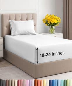 Juego de sábanas extra profundas para cama -Blanco