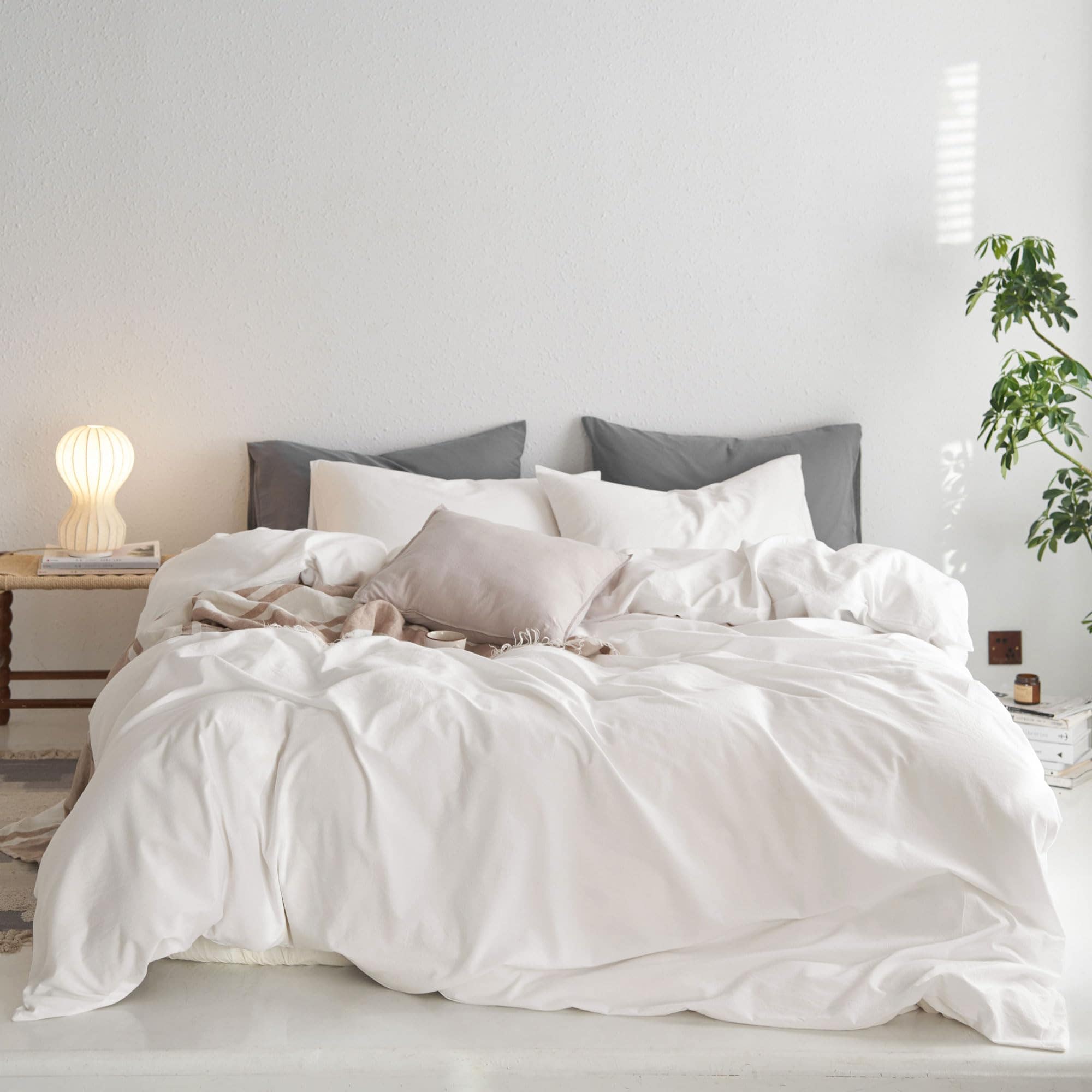 Juego de funda nórdica MooMee Bedding 100% -Blanco roto