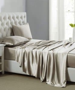 Juego de sábanas de satén de seda Lanest -Taupe