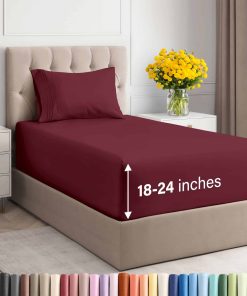 Juego de Sábanas Extra Profundas para Cama -Borgoña