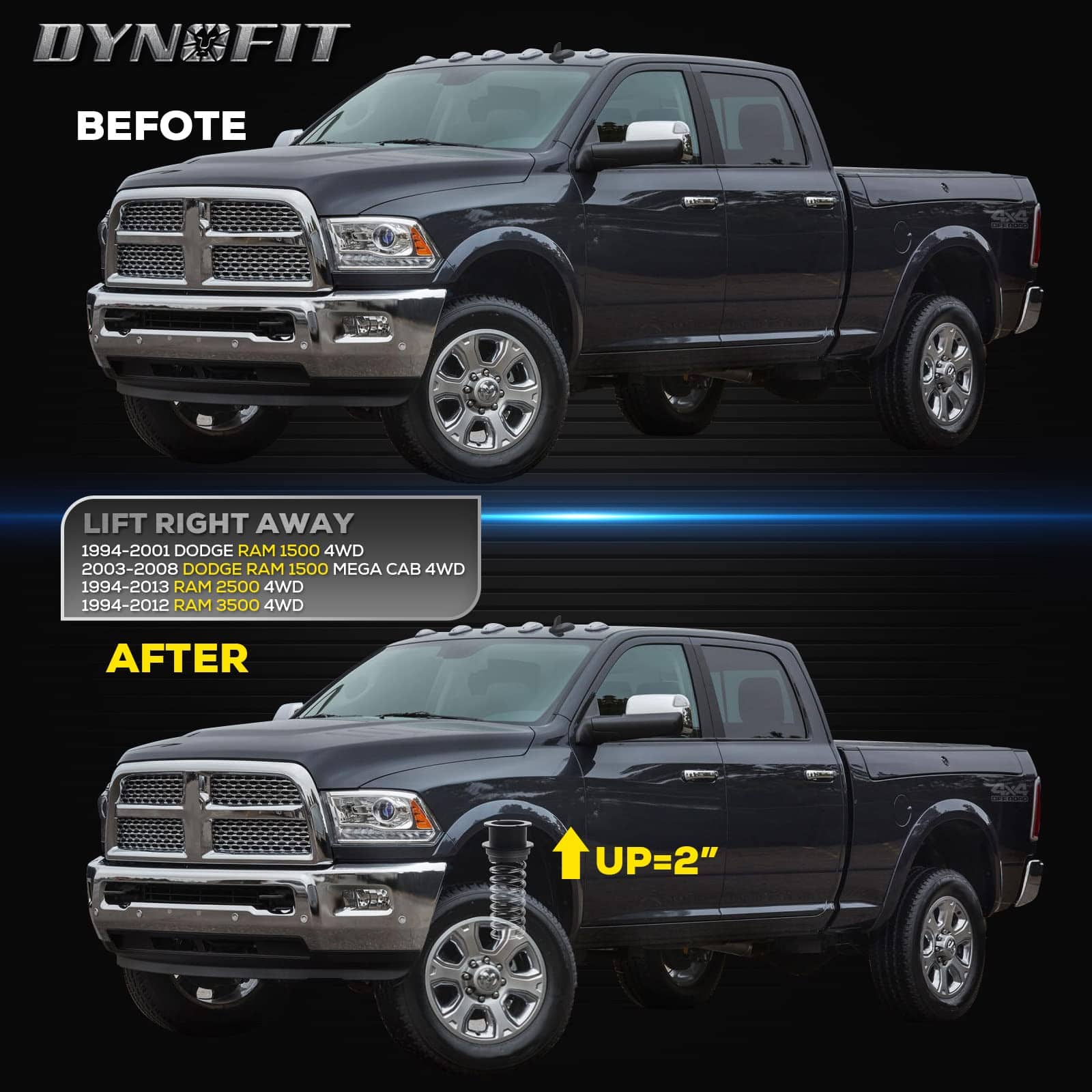 2" Front Leveling Lift Kits para 4WD Dodge Ram 1500 - Imagen 8