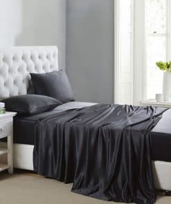 Juego de sábanas de satén de seda Lanest, tamaño King,