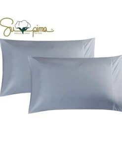 Juego de 2 fundas de almohada tamaño King de -Azul Gris