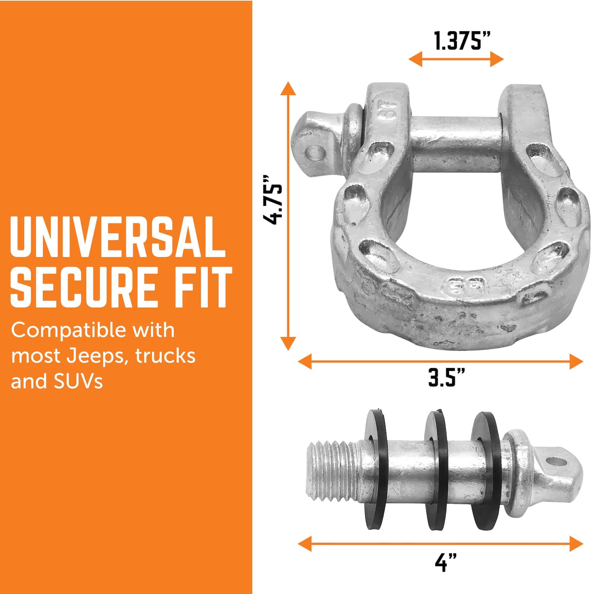 GearAmerica Mega D Ring Shackles - Capacidad de -Plata - Imagen 4