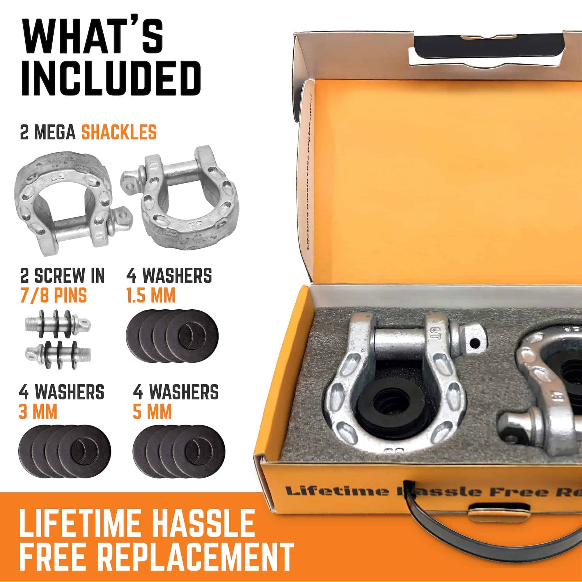 GearAmerica Mega D Ring Shackles - Capacidad de -Plata - Imagen 5