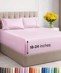 Juego de sábanas extra profundas para -Rosa Claro