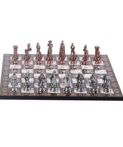Juego de ajedrez de metal de cobre antiguo -Cobre