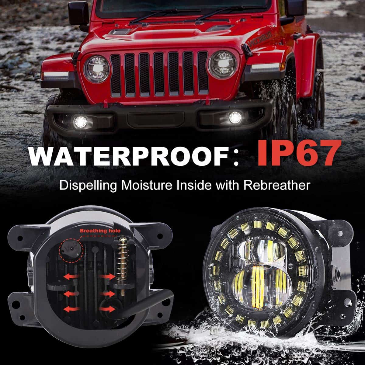 AUDEXEN 4 Pulgadas Luz de Niebla LED con Anillo Halo - Imagen 5