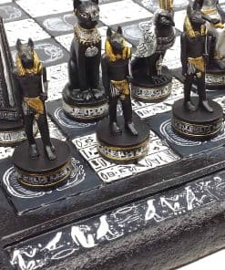 Juego de Ajedrez Egipcio Anubis Negro, Plata y Oro Hombres
