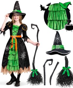 Disfraz de Bruja Verde Encantadora Set Deluxe de Halloween