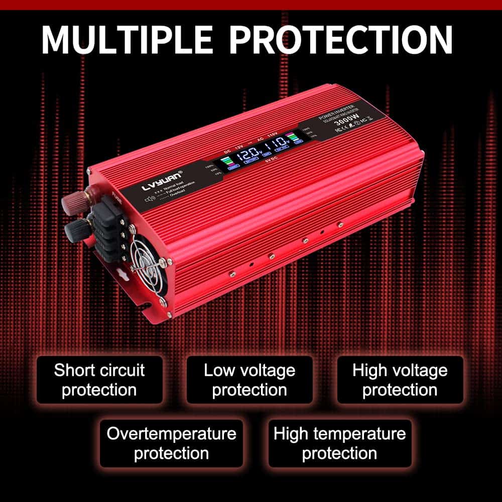 Inversor de Corriente para Automóvil LVYUAN -Rojo - Imagen 5