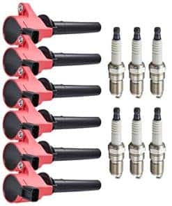 Paquete de 6 bobinas de encendido rojas DG500 con bujías de
