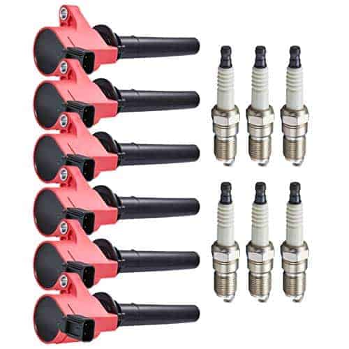 Paquete de 6 bobinas de encendido rojas DG500 con bujías de