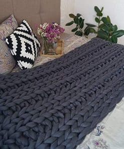 Manta de Punto Grueso de Lana Merino para Sofá Súper Grande