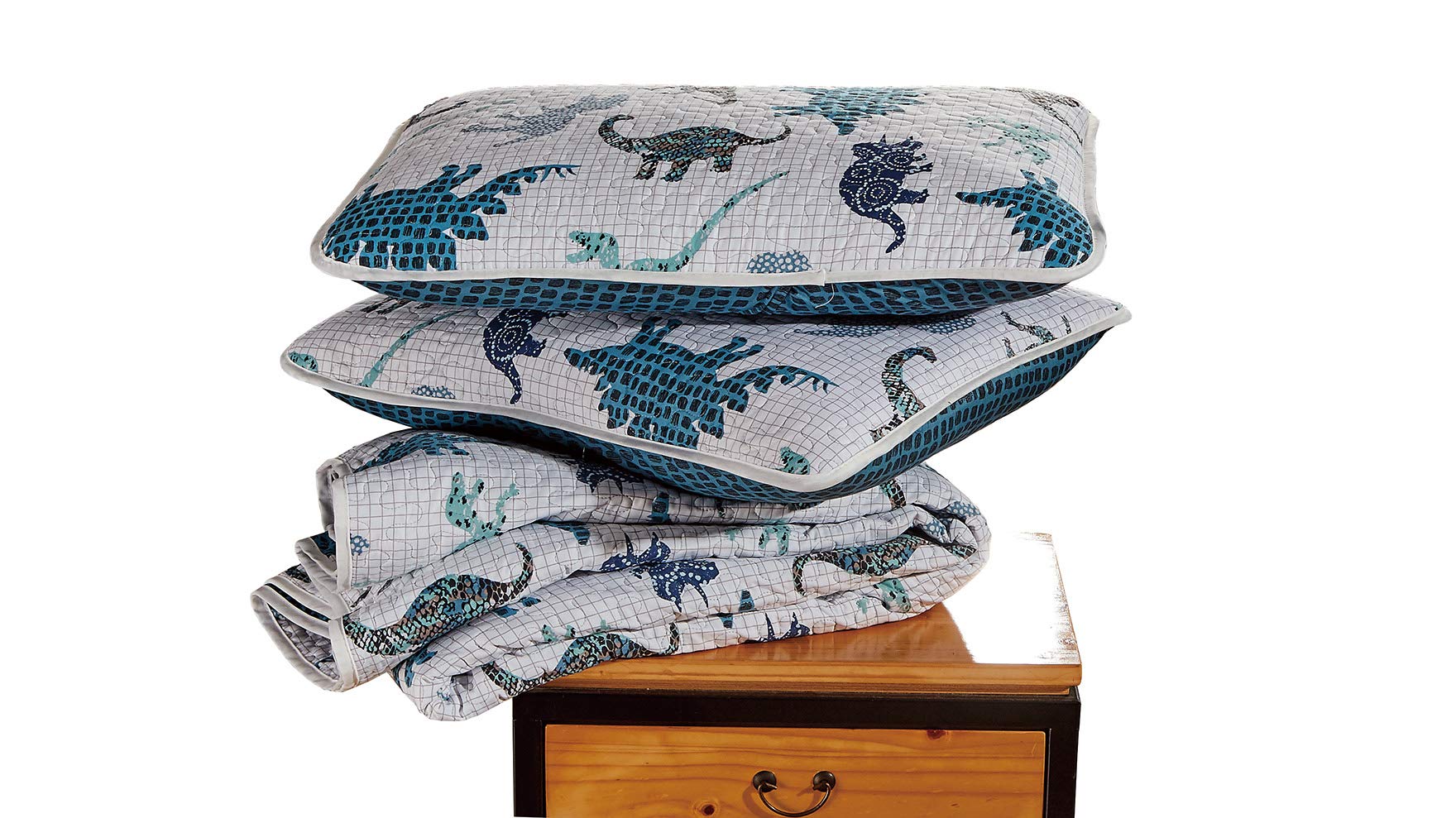 Juego de Colcha Cubrecama Acolchado de Dinosaurios Blancos, - Imagen 4