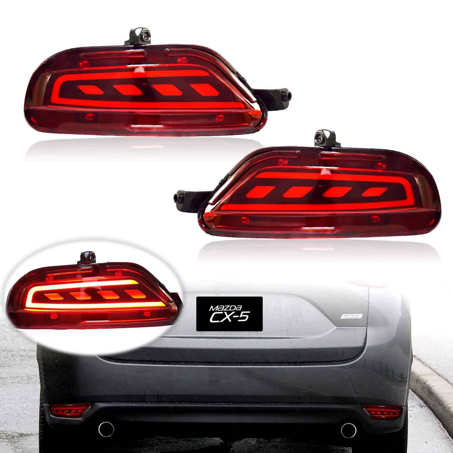 Luces Reflectoras LED Rojas 3D Ópticas Completas para