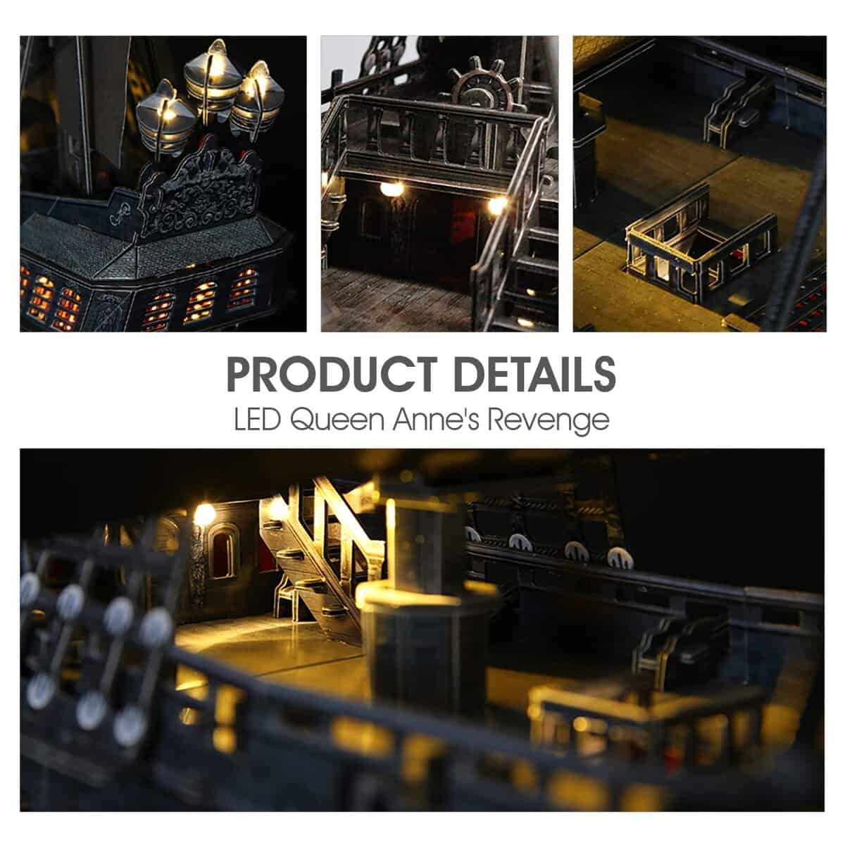 Rompecabezas 3D CubicFun para Adultos - Barco Pirata Led - Imagen 5