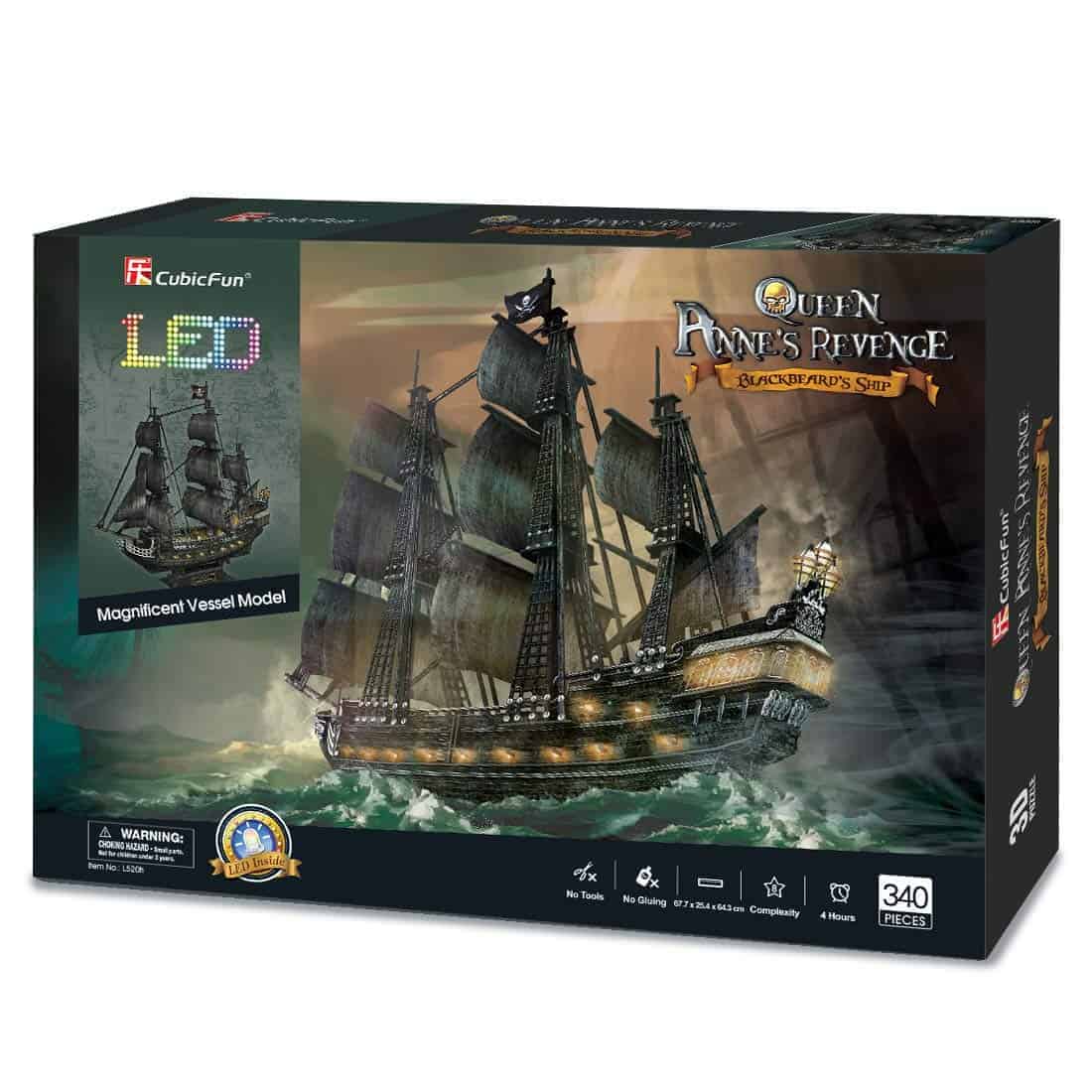 Rompecabezas 3D CubicFun para Adultos - Barco Pirata Led - Imagen 9