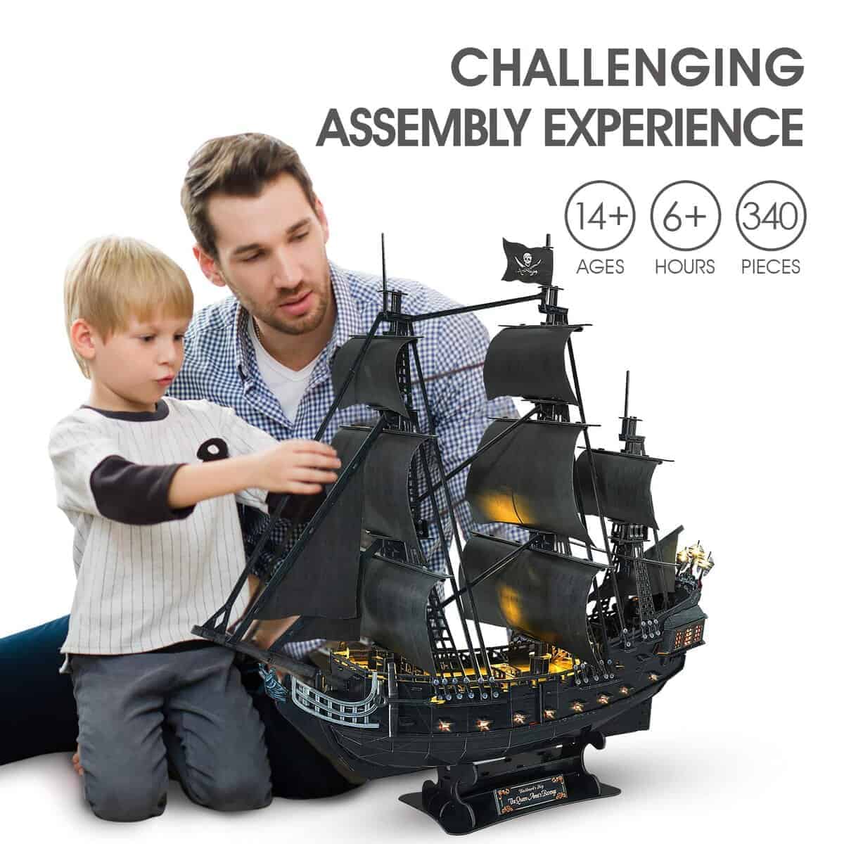 Rompecabezas 3D CubicFun para Adultos - Barco Pirata Led - Imagen 4