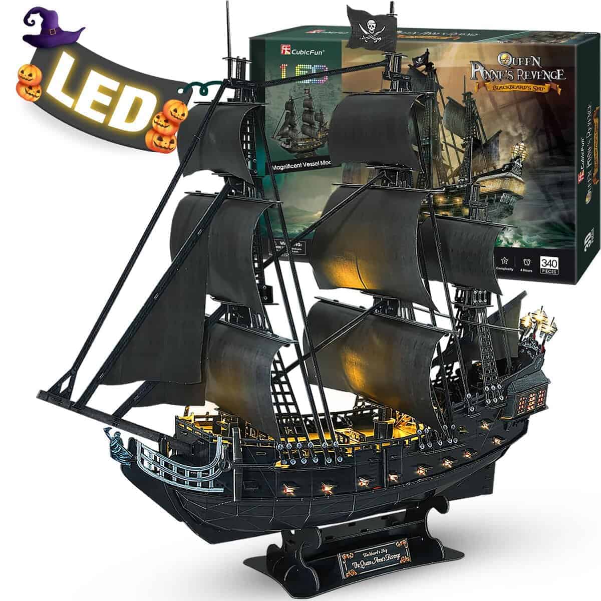 Rompecabezas 3D CubicFun para Adultos - Barco Pirata Led
