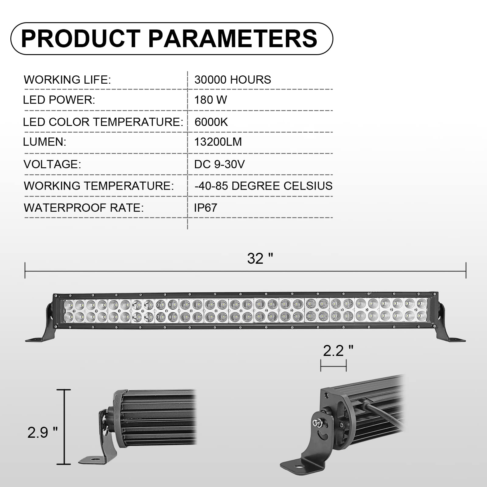 Barra de luces curva de 32 pulgadas y soporte oculto para - Imagen 4
