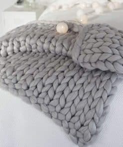 Manta de Punto Grueso MLMGUO Suave Hecha a Mano para