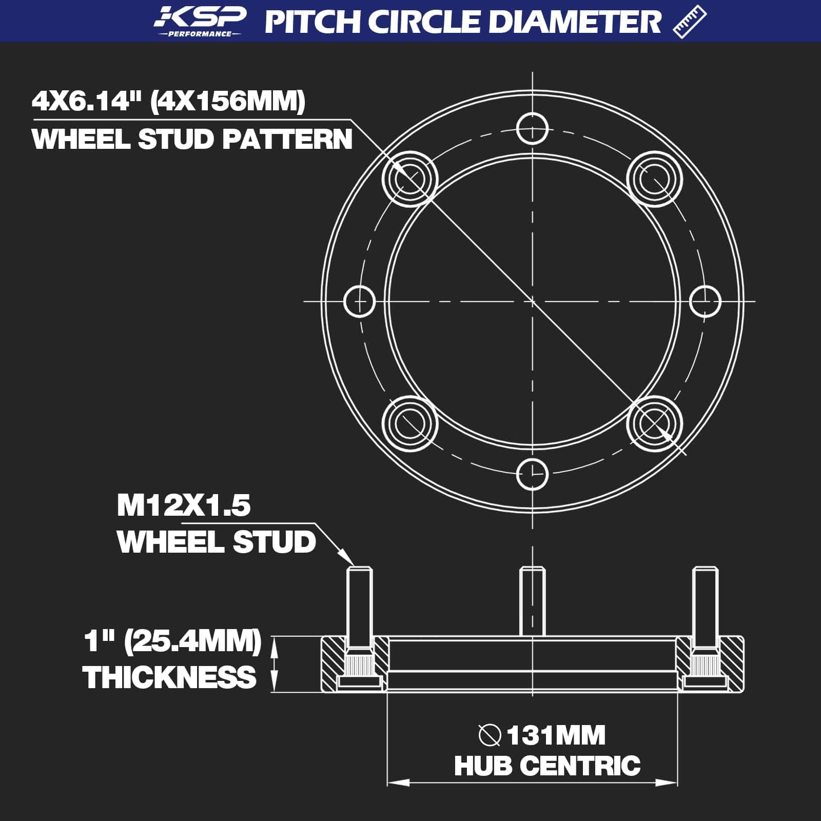 KSP 4x156mm ATV Separadores de Rueda 1 Pulgada con Pernos - Imagen 3