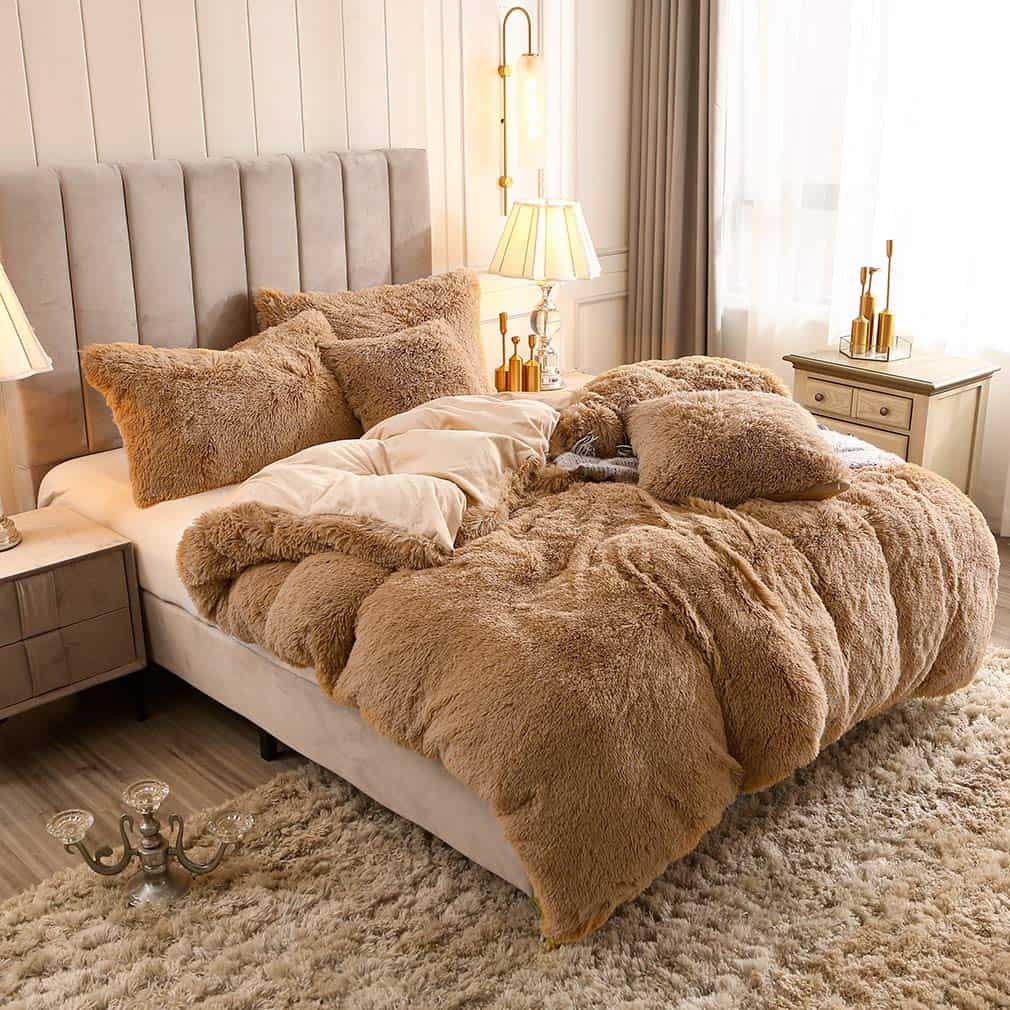 Juego de Funda de Edredón de Terciopelo de -Camel - Imagen 3