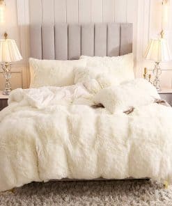 Juego de Funda Nórdica de Piel Sintética -Crema