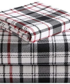 Juego de Sábanas de Franela Highline -Cuadros Blanco/Negro/R