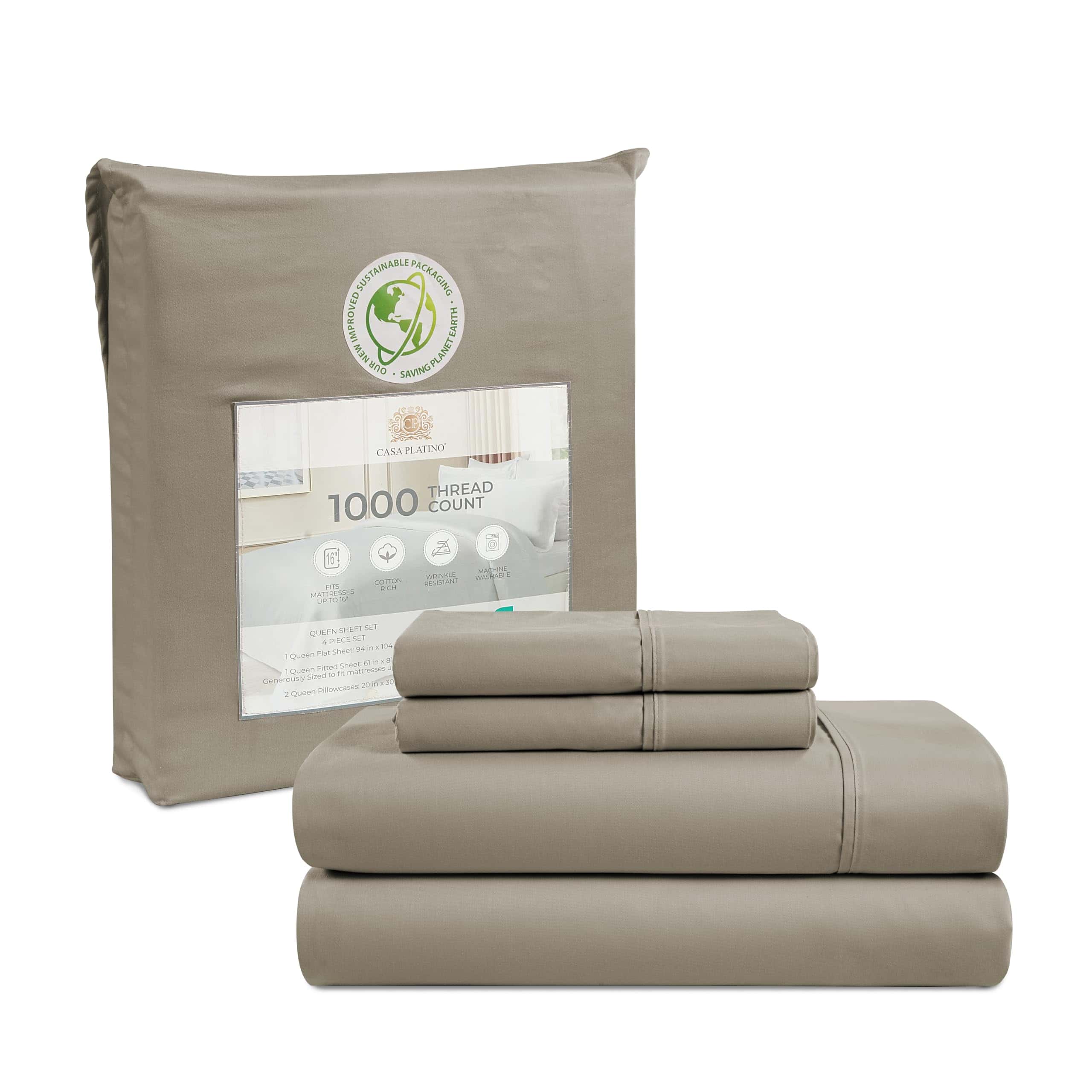 Juego de Sábanas Casa Platino de 1000 Hilos -Plata