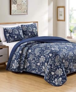 Conjunto de Colcha de 2 Piezas Color Azul Marino Oscuro de