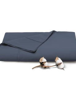 Sábana Bajera de Algodón Puro 100% King Azul Oscuro, Lujo