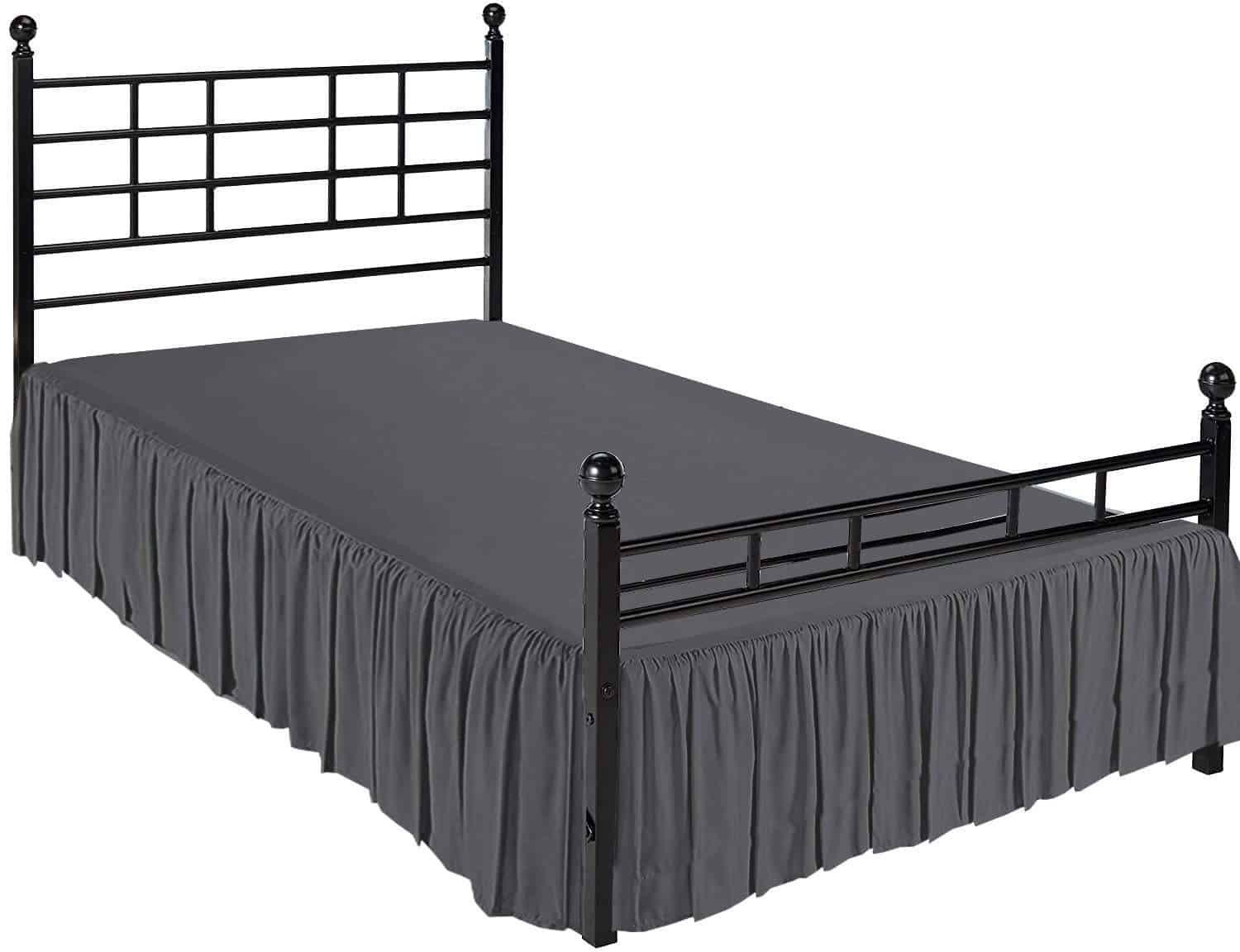 Faldón de Cama Fruncido con Esquinas Divididas - Gris - Imagen 3