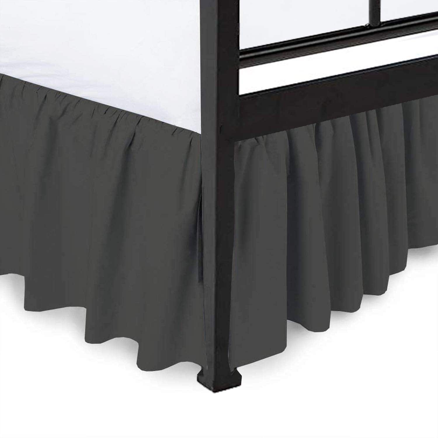 Faldón de Cama Fruncido con Esquinas Divididas - Gris