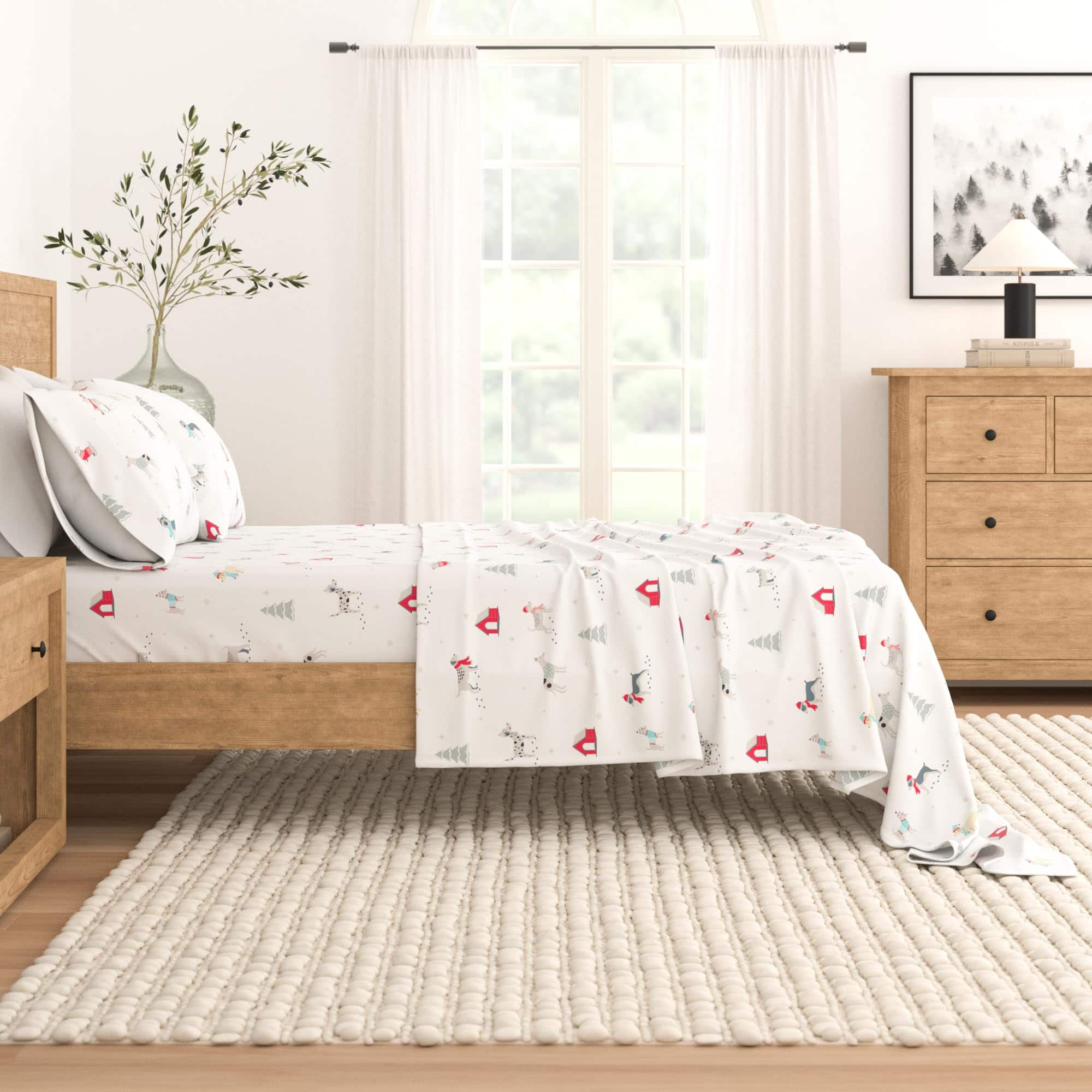 Juego de Sábanas de Franela Navideñas Great Bay -Cachorros e - Imagen 7