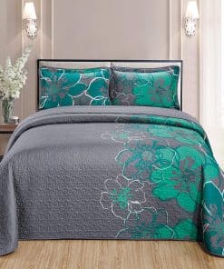 Set de Colcha Cubrecamas Home Collection con Flores Grises