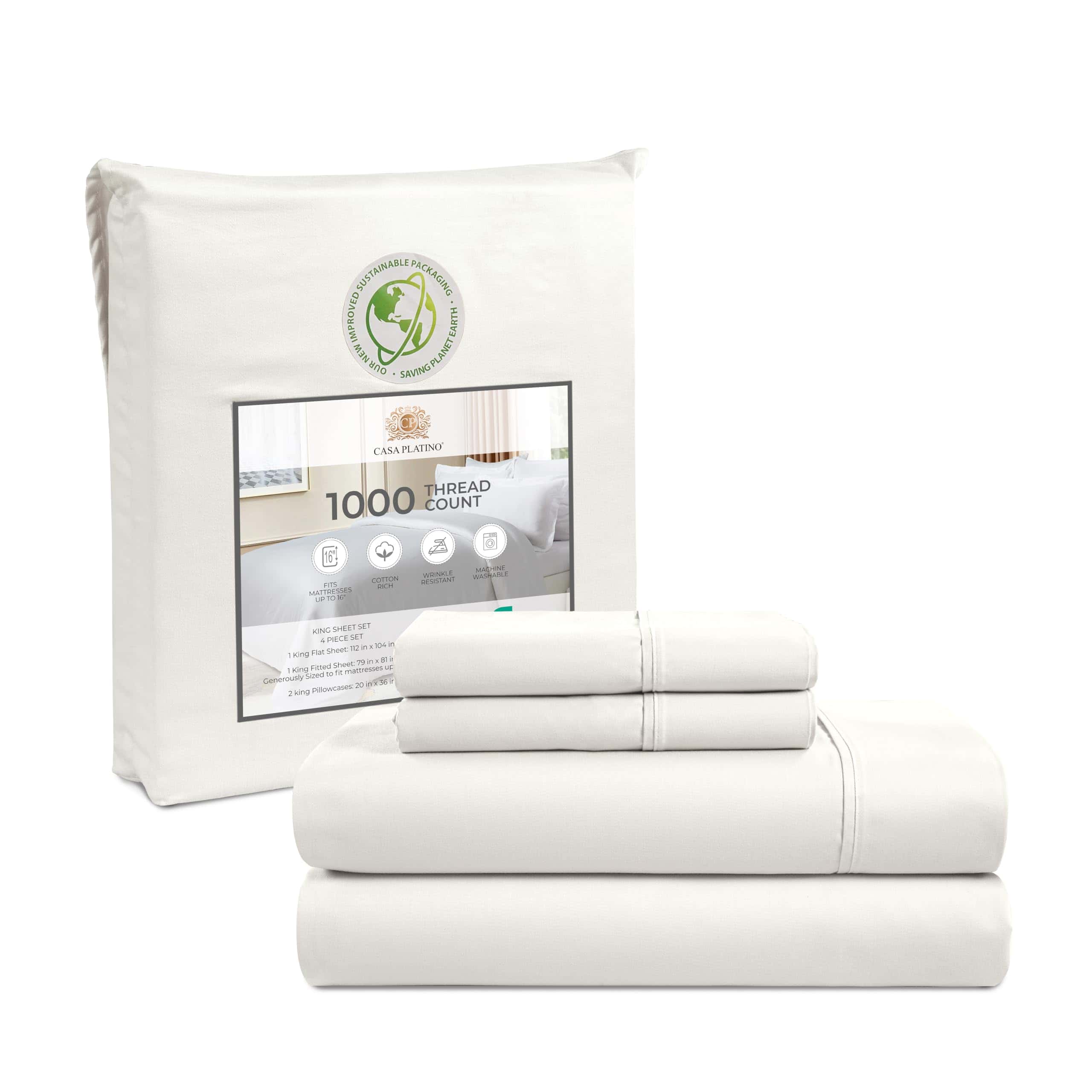 Set de Sábanas Casa Platino de 1000 Hilos, Tamaño King, 4