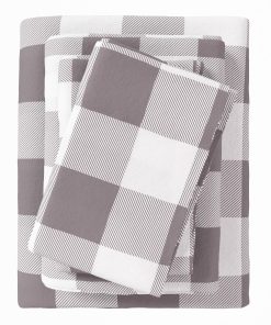 Juego de sábanas de franela tamaño Queen - -Gris