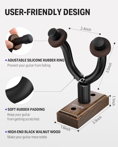Paquete de 6 soportes de pared para guitarra Donner, color - Imagen 3