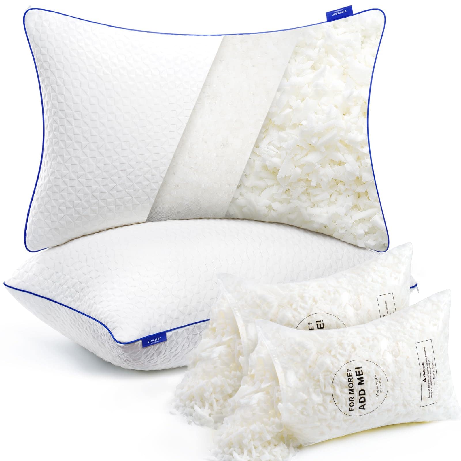 Set de 2 almohadas de espuma viscoelástica triturada