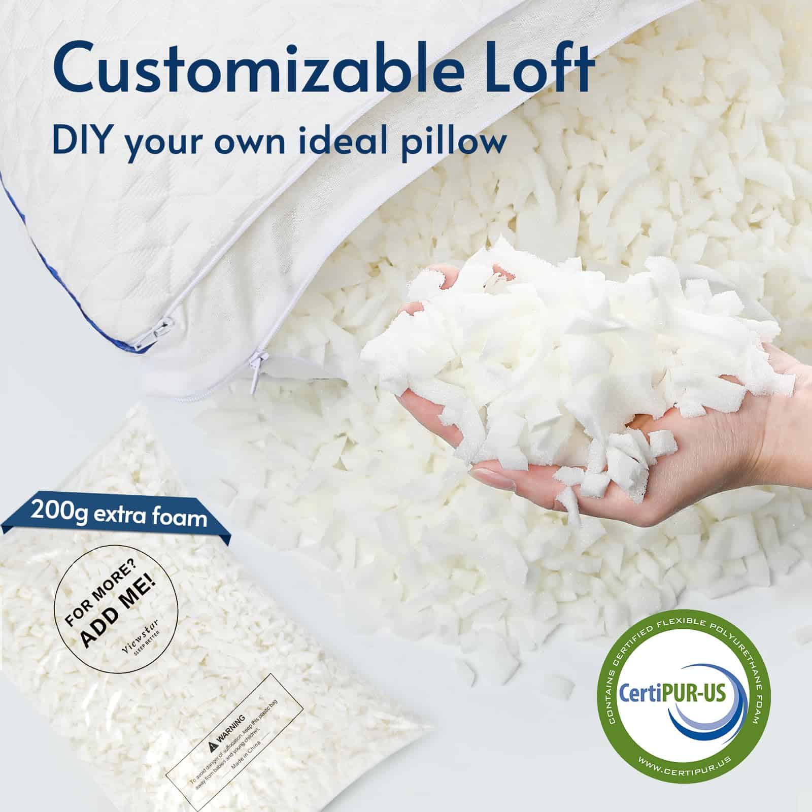 Set de 2 almohadas de espuma viscoelástica triturada - Imagen 4