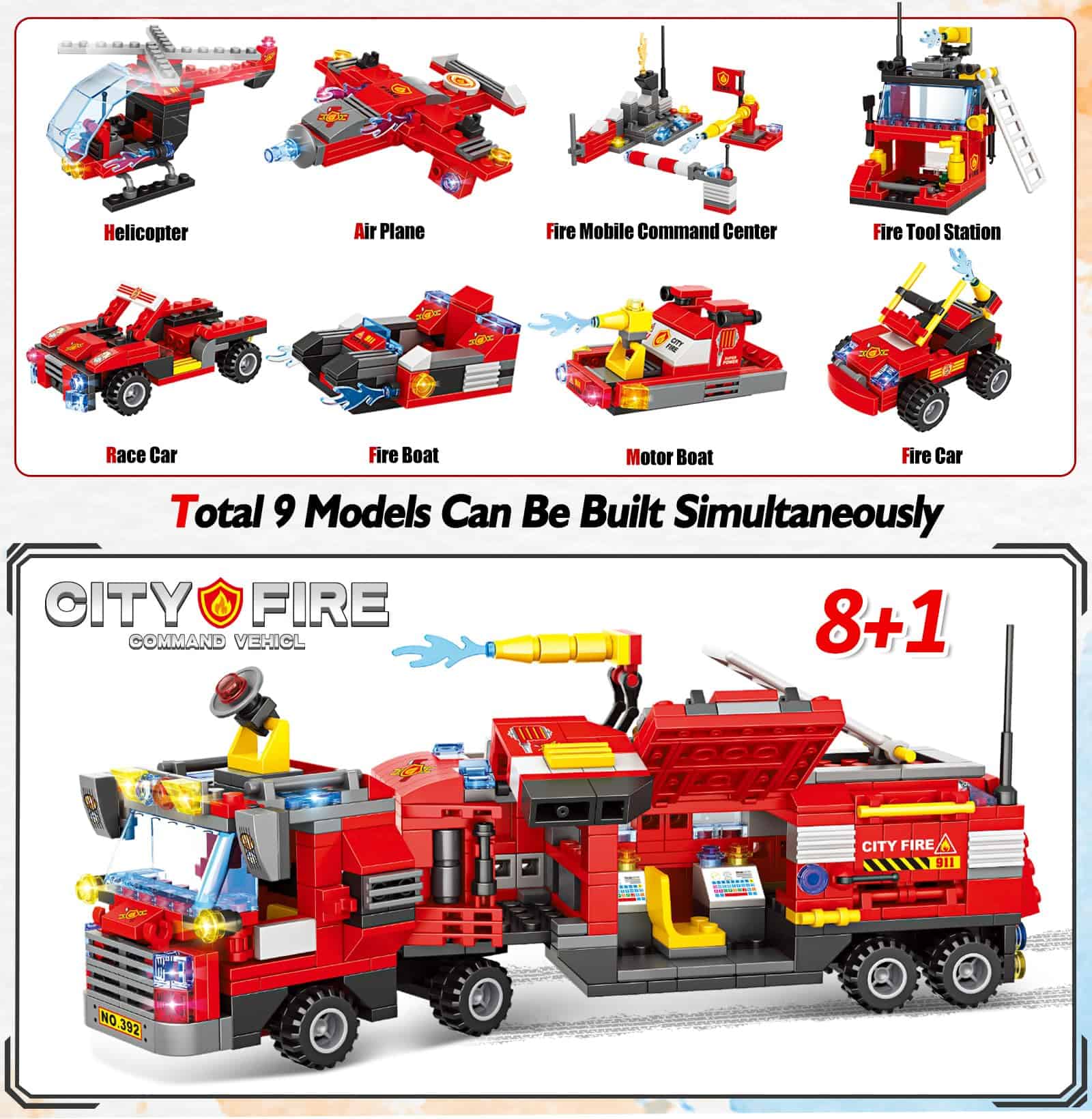 EP EXERCISE N PLAY 1432 Piezas City Fire Truck Building - Imagen 4