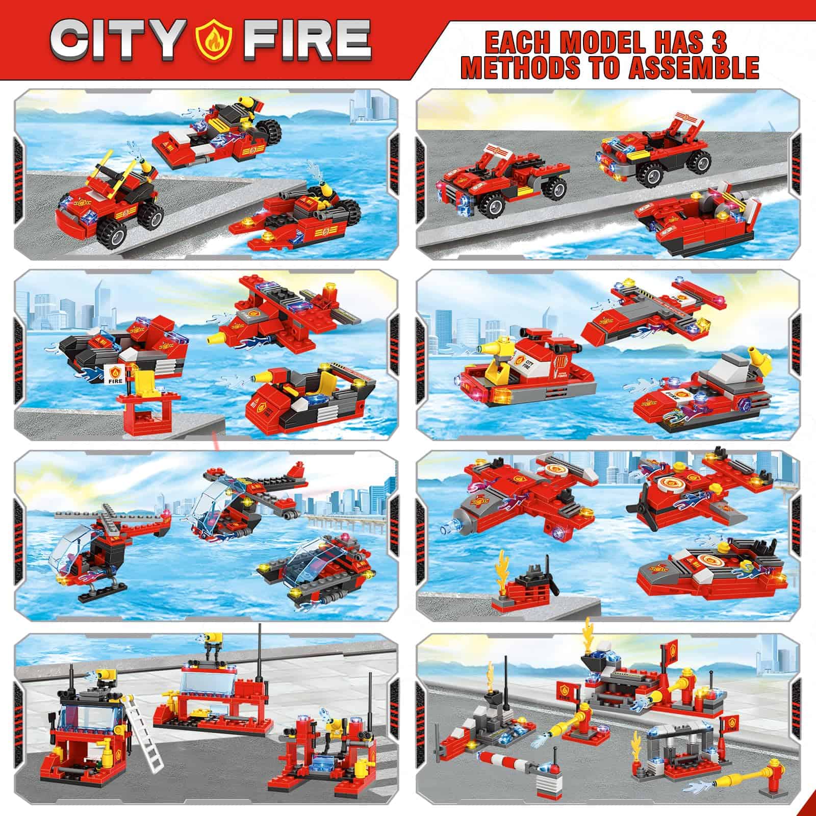 EP EXERCISE N PLAY 1432 Piezas City Fire Truck Building - Imagen 6